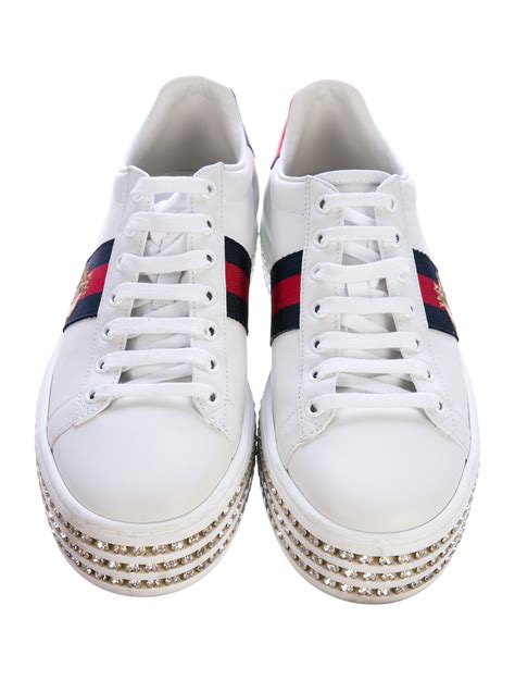 gucci crystal bow sneakers|Gucci ace sneakers with crystals.